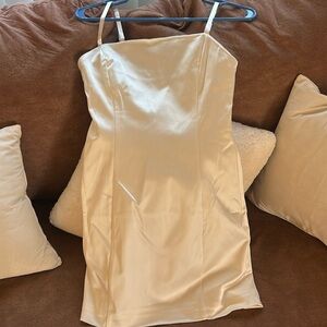 Aritzia white midi satin dress